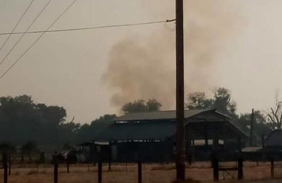 Hay catches fire in Merced