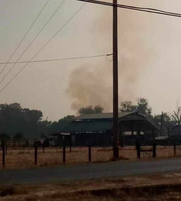 Hay catches fire in Merced