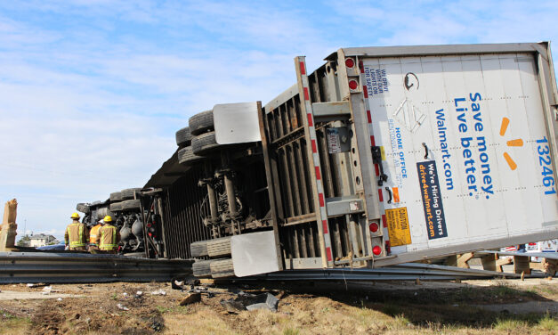 Walmart big rig overturns, shuts down traffic on southbound 99